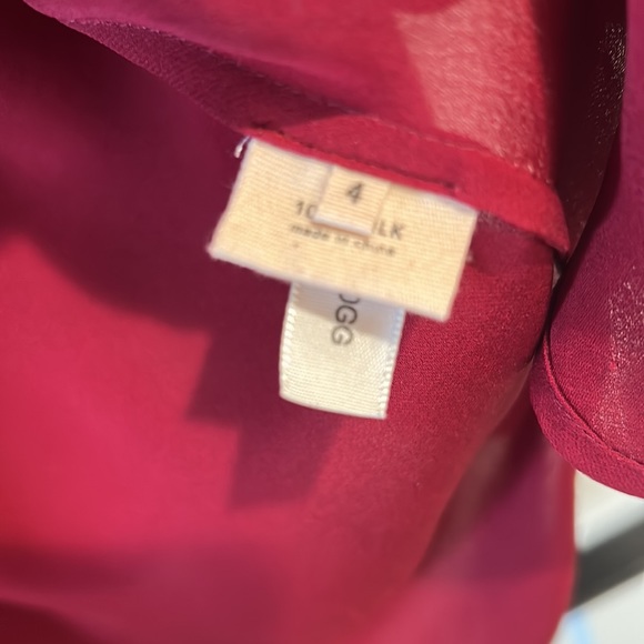 L’AGENCE Red / Dark Bordeaux 100% Silk Long Sleeve Blouse - sz 4 - Picture 6 of 7